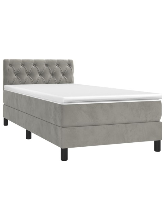 Box spring postel s matrací a LED světle šedá 80 x 200 cm samet