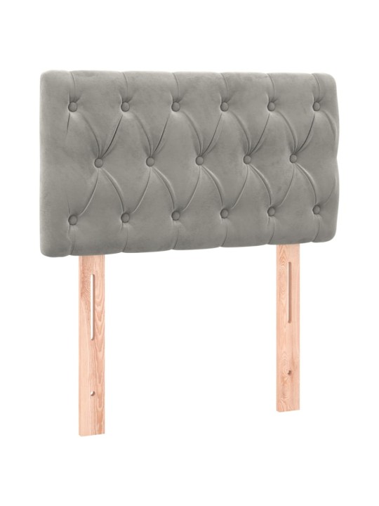 Box spring postel s matrací a LED světle šedá 80 x 200 cm samet