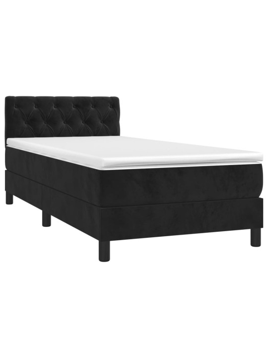 Box spring postel s matrací a LED černá 80 x 200 cm samet