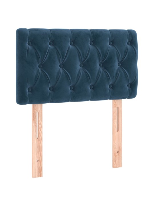 Box spring postel s matrací a LED tmavě modrá 80 x 200 cm samet