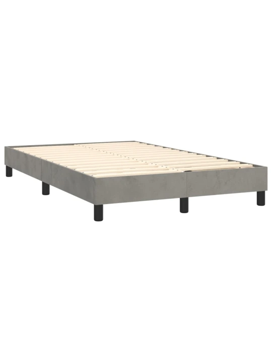 Box spring postel s matrací a led světle šedá 120x200 cm samet