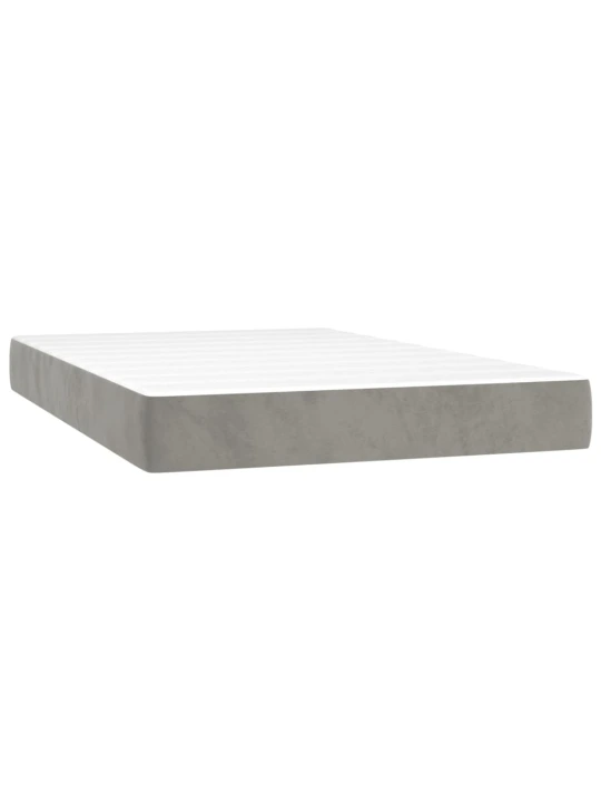 Box spring postel s matrací a led světle šedá 120x200 cm samet