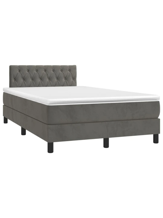 Box spring postel s matrací a LED tmavě šedá 120x200 cm samet