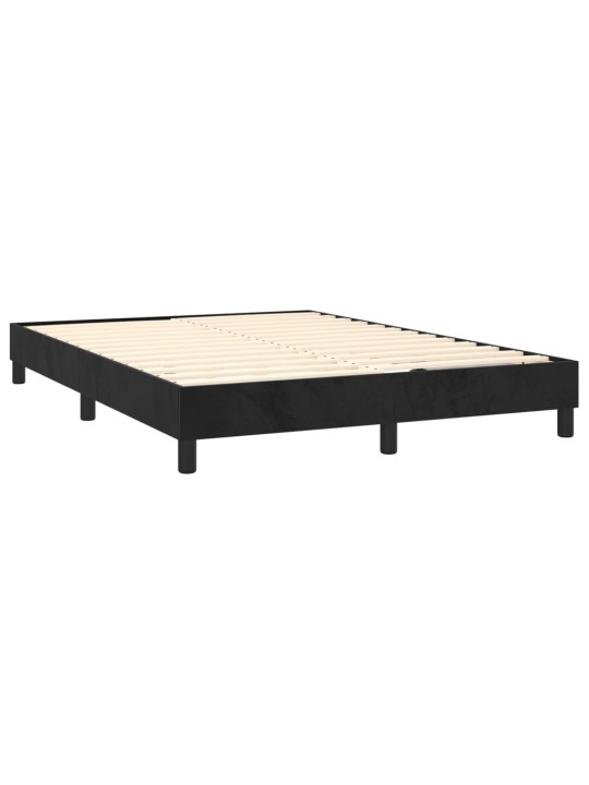 Box spring postel s matrací a led černá 140x190 cm samet