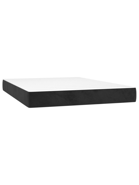 Box spring postel s matrací a led černá 140x190 cm samet
