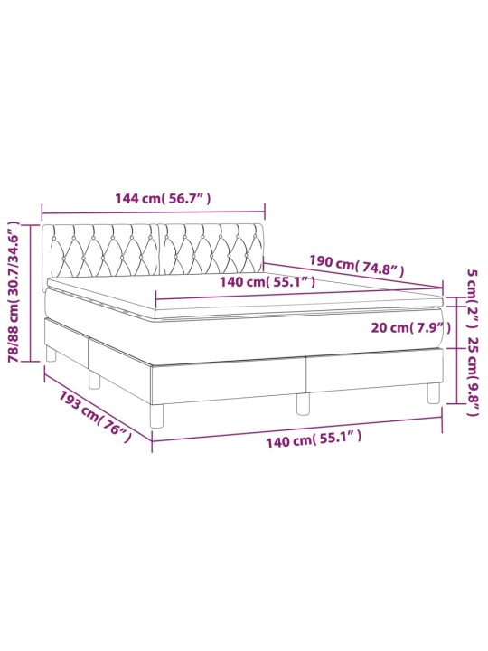 Box spring postel s matrací a led černá 140x190 cm samet