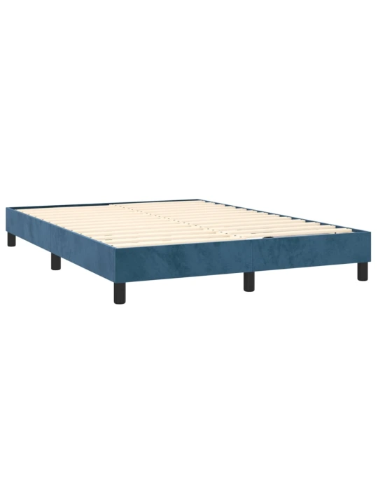 Box spring postel s matrací a led tmavě modrá 140x190 cm samet