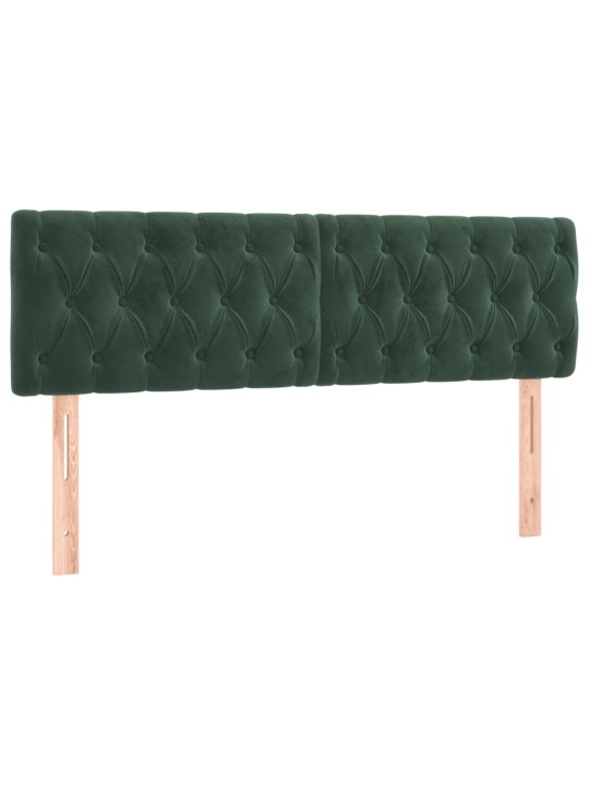 Box spring postel s matrací a led tmavě zelená 140x200 cm samet
