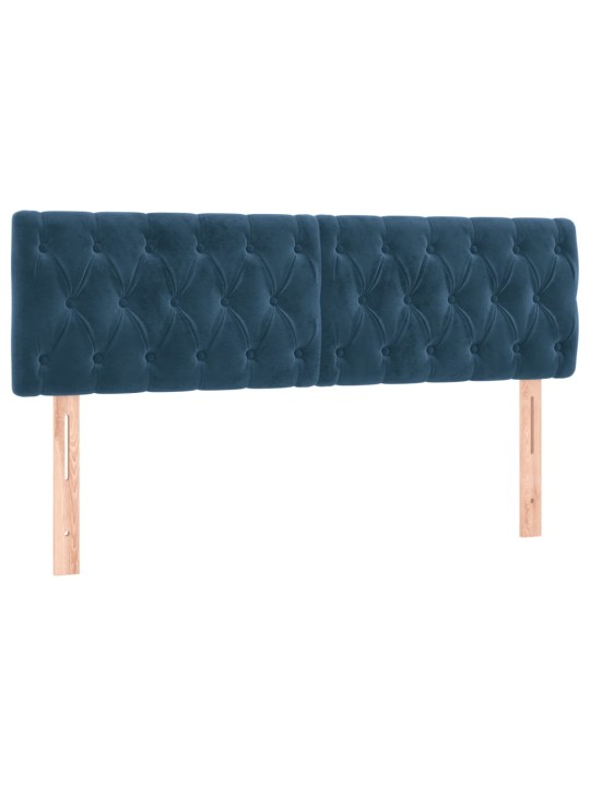 Box spring postel s matrací a led tmavě modrá 140x200 cm samet