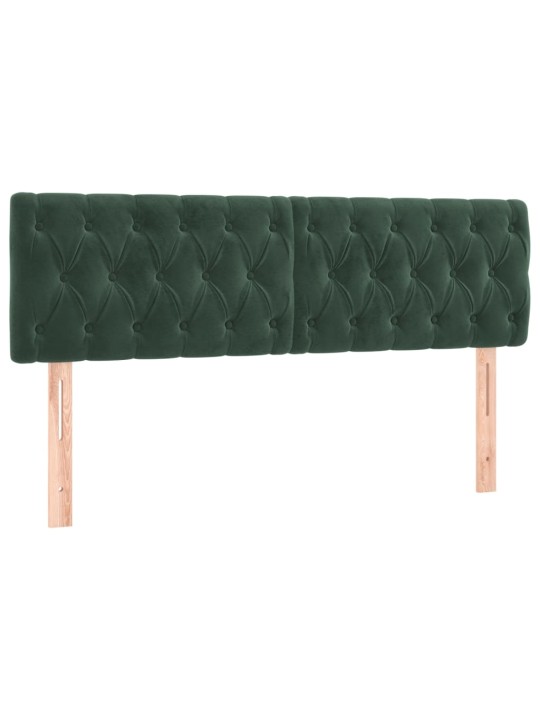 Box spring postel s matrací a led tmavě zelená 160x200 cm samet