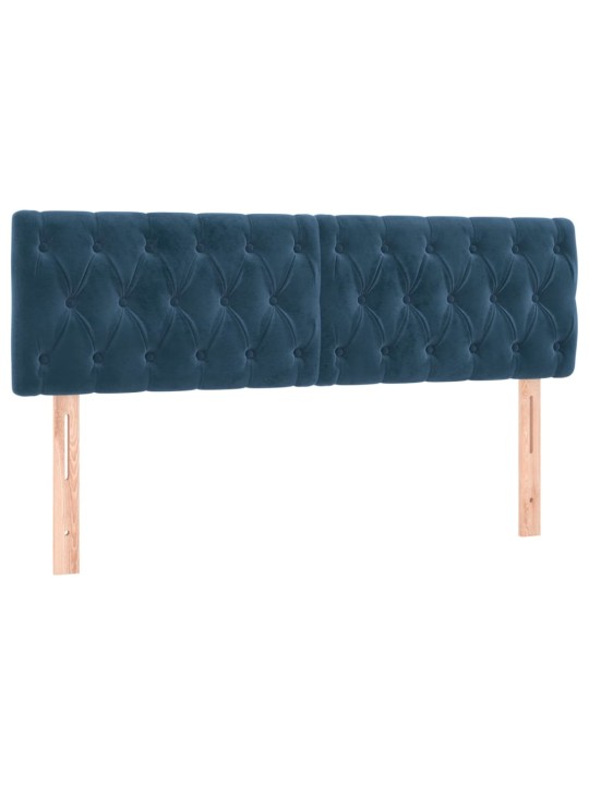 Box spring postel s matrací a led tmavě modrá 160x200 cm samet