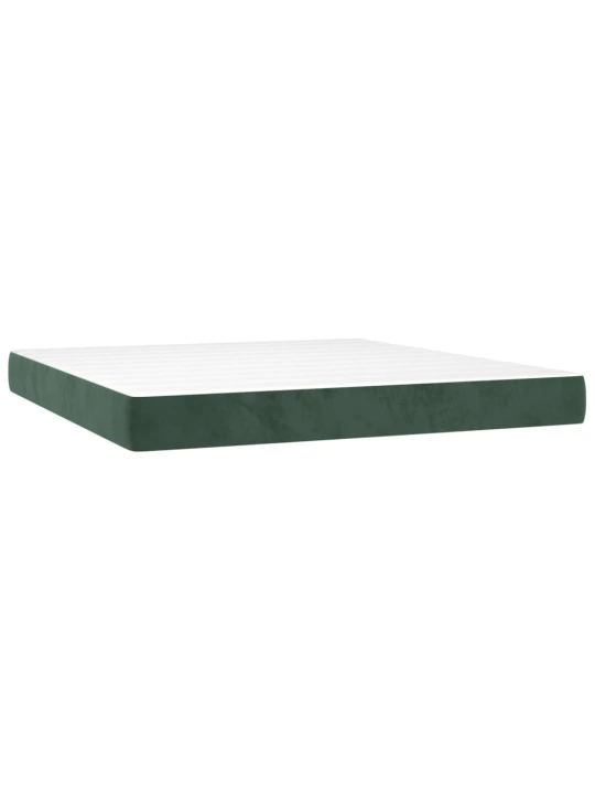 Box spring postel s matrací a led tmavě zelená 180x200 cm samet