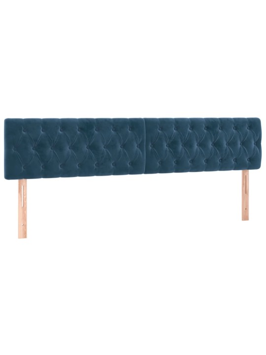Box spring postel s matrací a led tmavě modrá 200x200 cm samet
