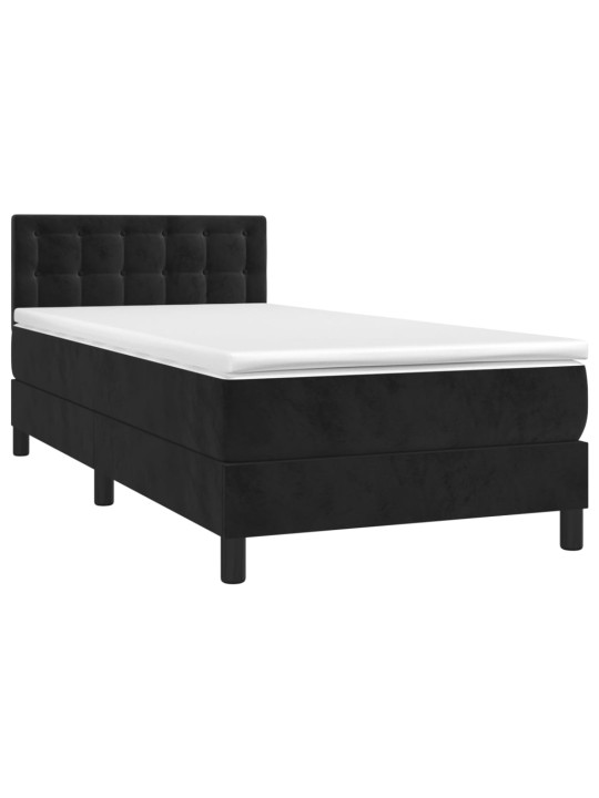 Box spring postel s matrací a LED černá 80 x 200 cm samet