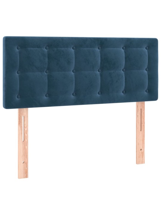 Box spring postel s matrací a LED tmavě modrá 80 x 200 cm samet