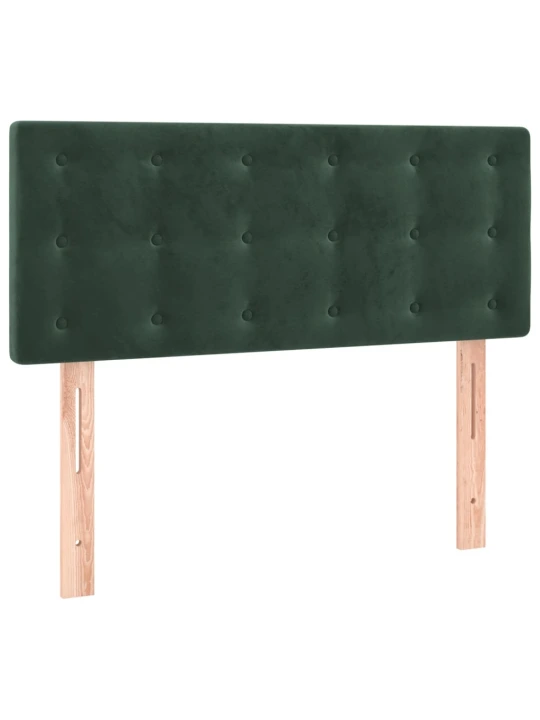 Box spring postel s matrací a led tmavě zelená 90x200 cm samet