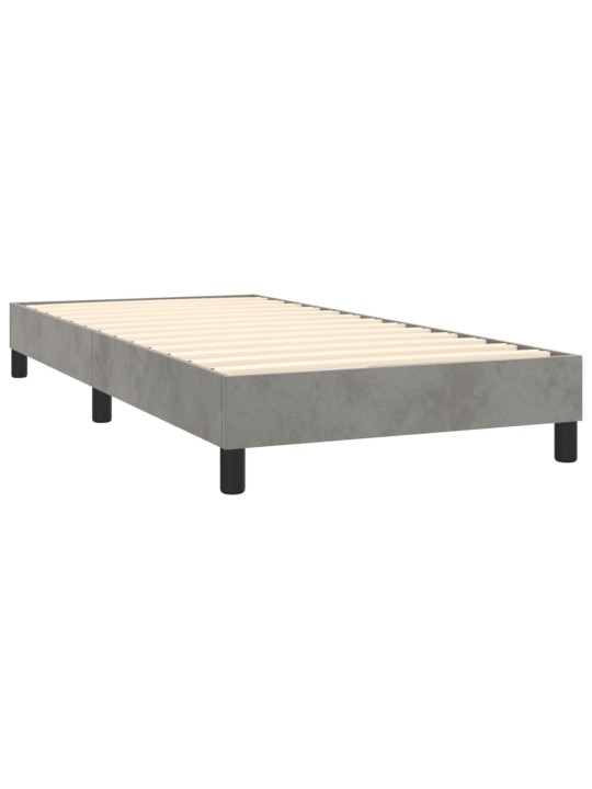 Box spring postel s matrací a LED světle šedá 100x200 cm samet