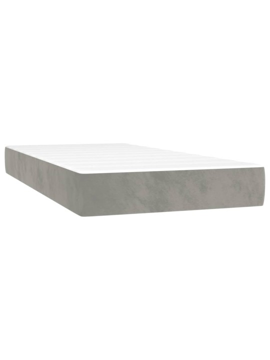 Box spring postel s matrací a LED světle šedá 100x200 cm samet