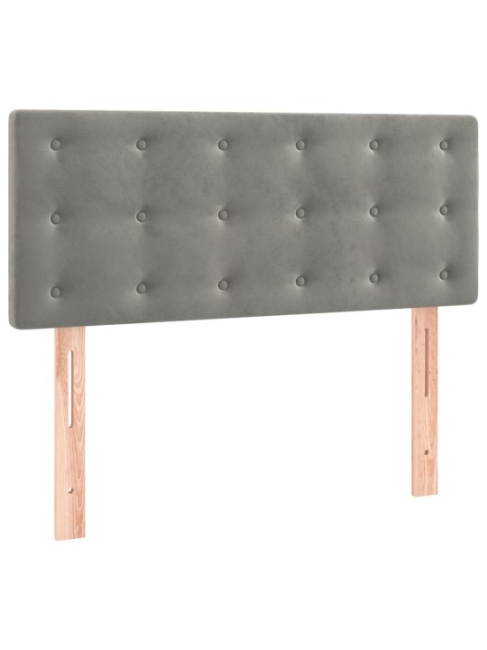 Box spring postel s matrací a LED světle šedá 100x200 cm samet