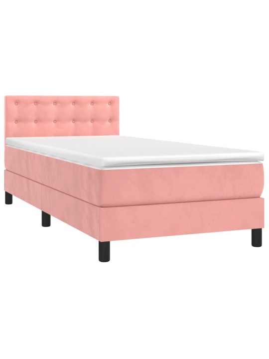 Box spring postel s matrací a led růžová 100x200 cm samet