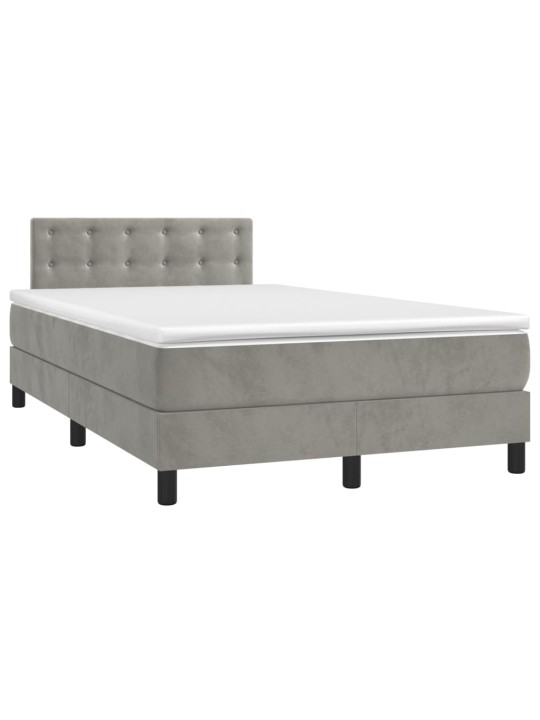 Box spring postel s matrací a LED světle šedá 120x200 cm samet