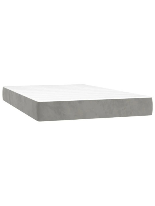 Box spring postel s matrací a LED světle šedá 120x200 cm samet