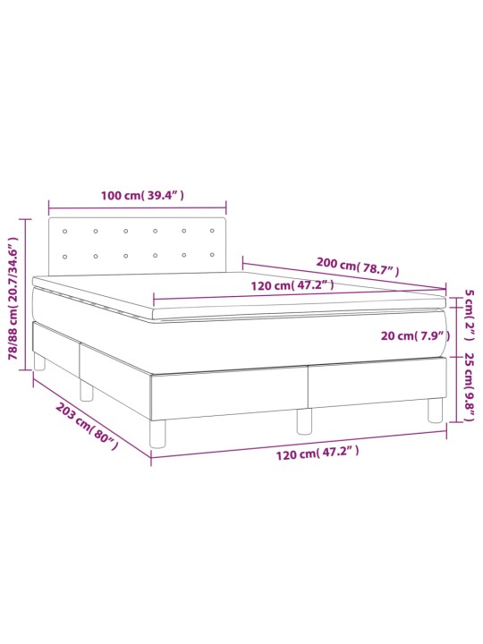Box spring postel s matrací a LED černá 120x200 cm samet