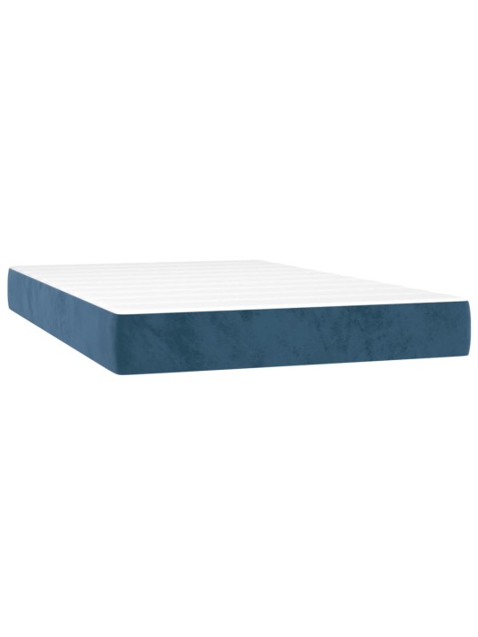 Box spring postel s matrací a led tmavě modrá 120x200 cm samet