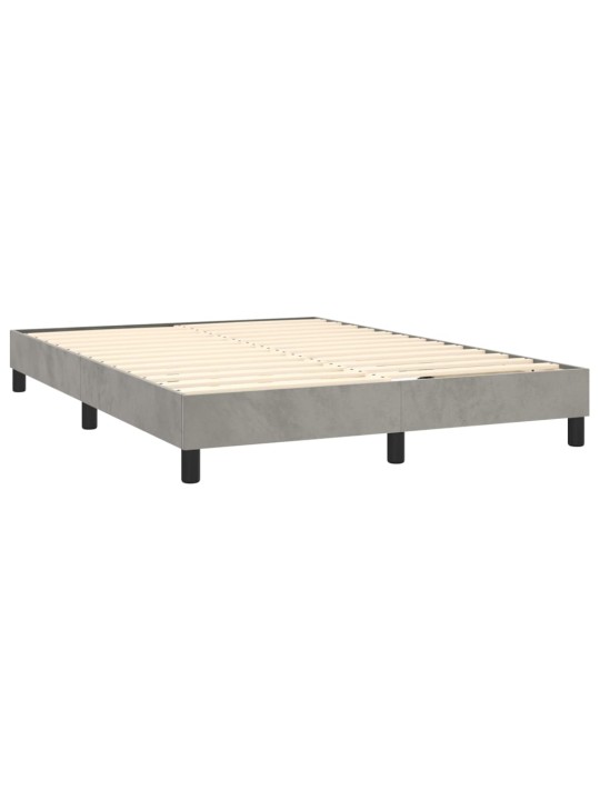 Box spring postel s matrací a LED světle šedá 140x190 cm samet
