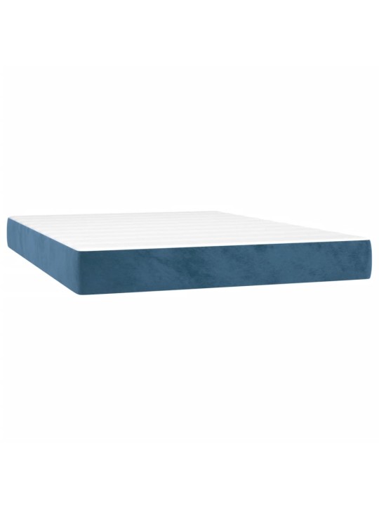 Box spring postel s matrací a LED tmavě modrá 140x190 cm samet