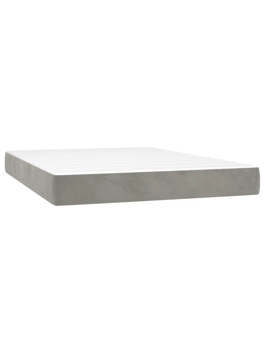 Box spring postel s matrací a LED světle šedá 140x200 cm samet