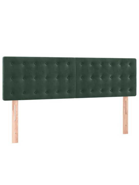 Box spring postel s matrací a led tmavě zelená 140x200 cm samet