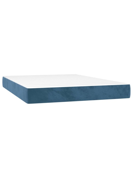 Box spring postel s matrací a LED tmavě modrá 140x200 cm samet