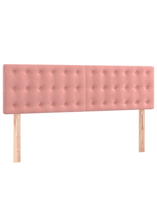 Box spring postel s matrací a LED růžová 140x200 cm samet