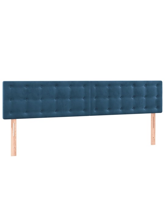 Box spring postel s matrací a led tmavě modrá 160x200 cm samet
