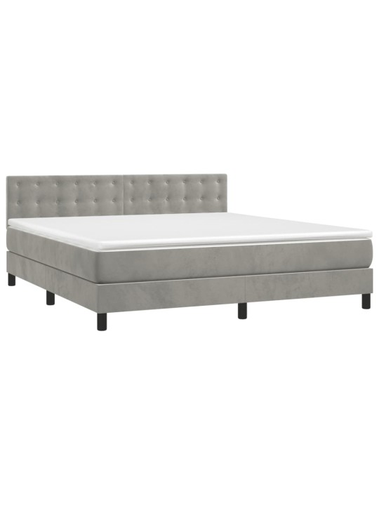 Box spring postel s matrací a LED světle šedá 180x200 cm samet