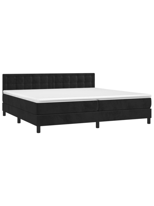 Box spring postel s matrací a LED černá 200x200 cm samet