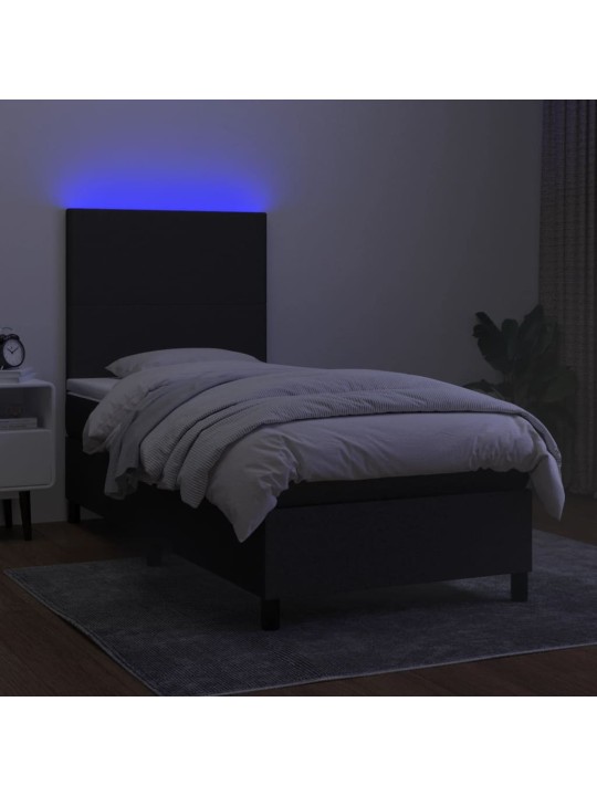 Box spring postel s matrací a LED černá 80 x 200 cm textil