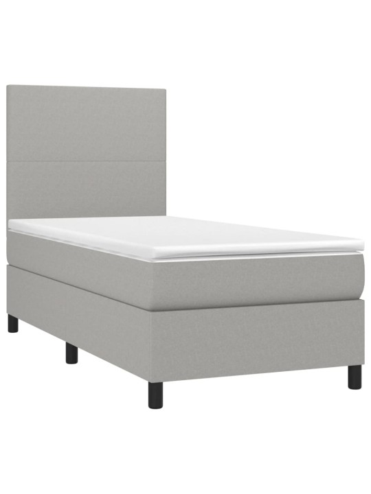 Box spring postel s matrací a LED světle šedá 90x190 cm textil
