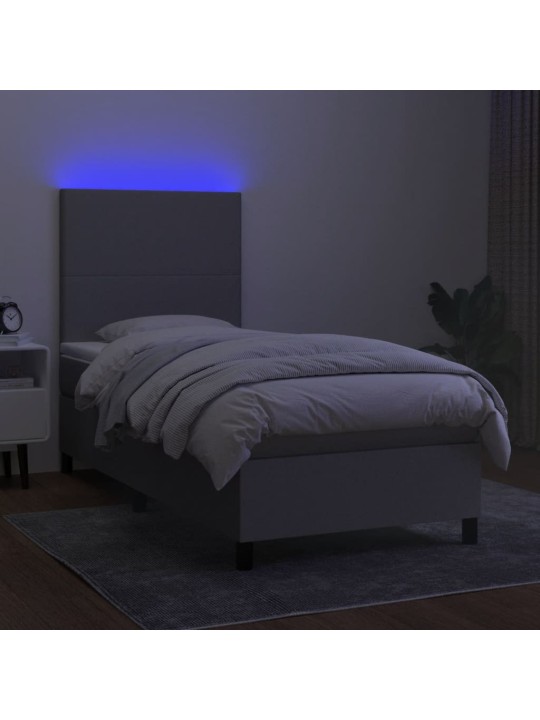 Box spring postel s matrací a LED světle šedá 100x200 cm textil