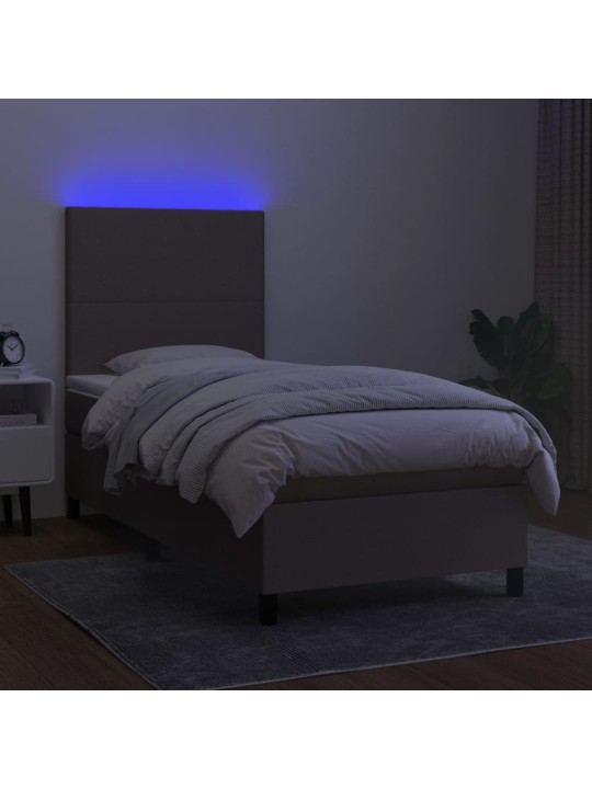 Box spring postel s matrací a LED taupe 100x200 cm textil
