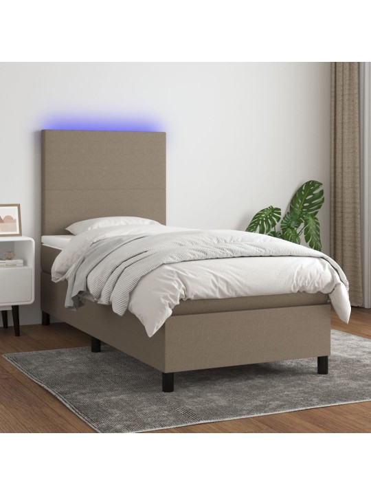 Box spring postel s matrací a LED taupe 100x200 cm textil