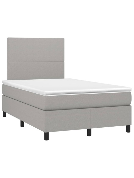 Box spring postel s matrací a LED světle šedá 120x200 cm textil