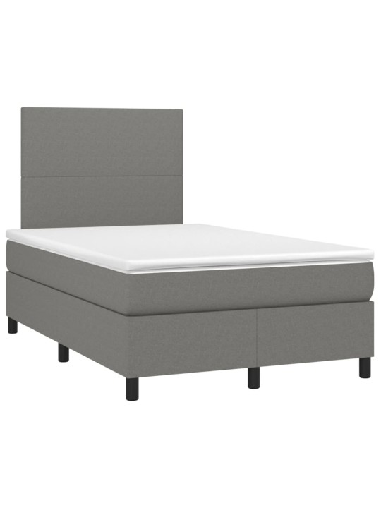 Box spring postel s matrací a LED tmavě šedá 120x200 cm textil