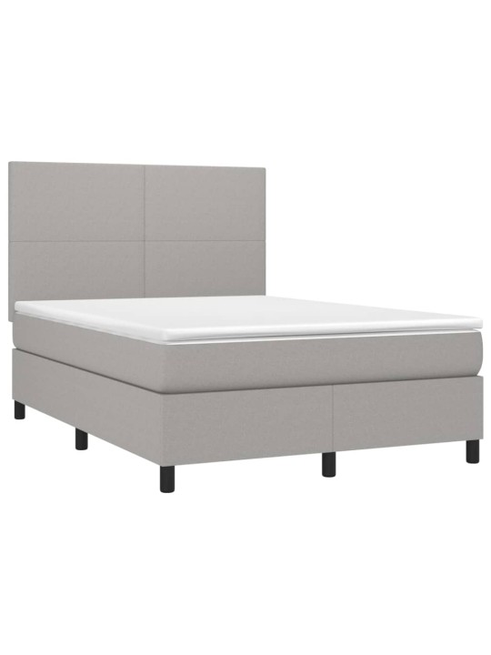 Box spring postel s matrací a LED světle šedá 140x190 cm textil