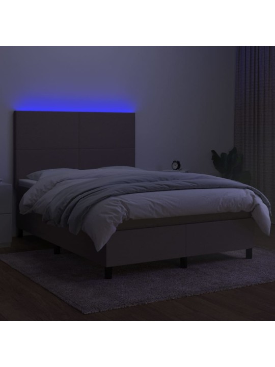 Box spring postel s matrací a led taupe 140x190 cm textil
