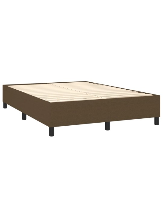 Box spring postel s matrací a led tmavě hnědá 140x200 cm textil