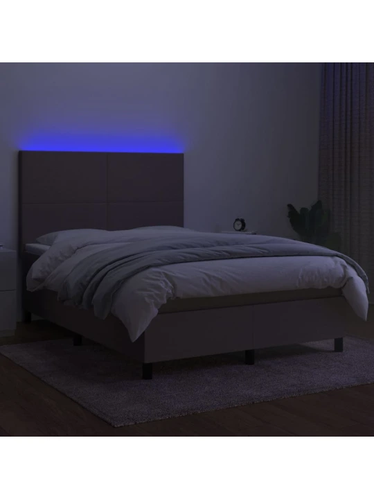 Box spring postel s matrací a led taupe 140x200 cm textil