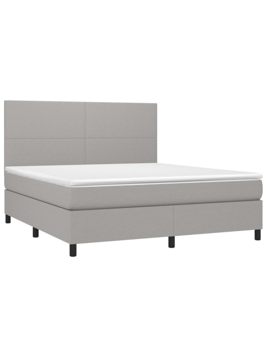 Box spring postel s matrací a LED světle šedá 160x200 cm textil