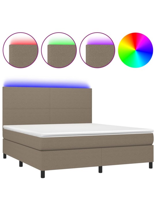 Box spring postel s matrací a LED taupe 160x200 cm textil